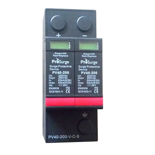 PV40-200-V-C-S 200V DC Surge Protective Device + 2 Pole Enclosure