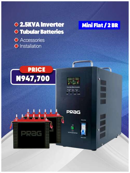 2.5KVA Inverter + Tubular Battery + Accessories + Installation