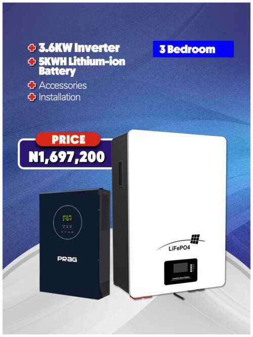 3.6KW Inverter + 5KWH Battery + Accessories + Installation