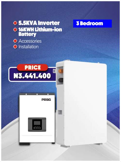 5.5KW Inverter + 16KWH Battery + Accessories + Installation