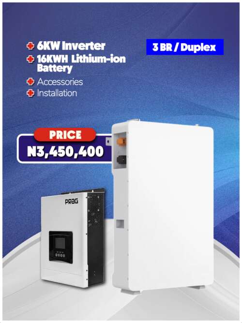6KW Inverter + 16KWH Battery + Accessories + Installation