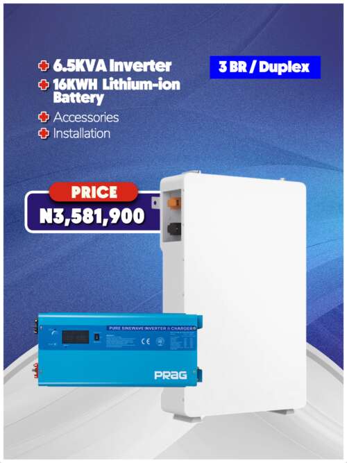 6.5KW Inverter + 16KWH Battery + Accessories + Installation