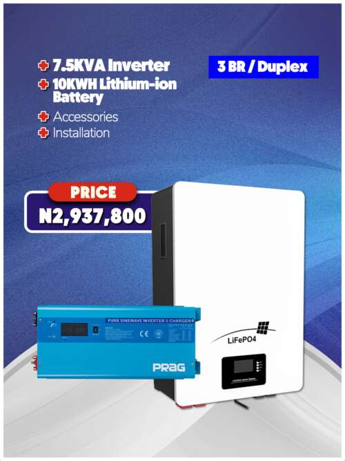 7.5KW Inverter + 10KWH Battery + Accessories + Installation