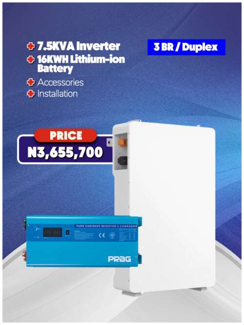 7.5KW Inverter + 16KWH Battery + Accessories + Installation