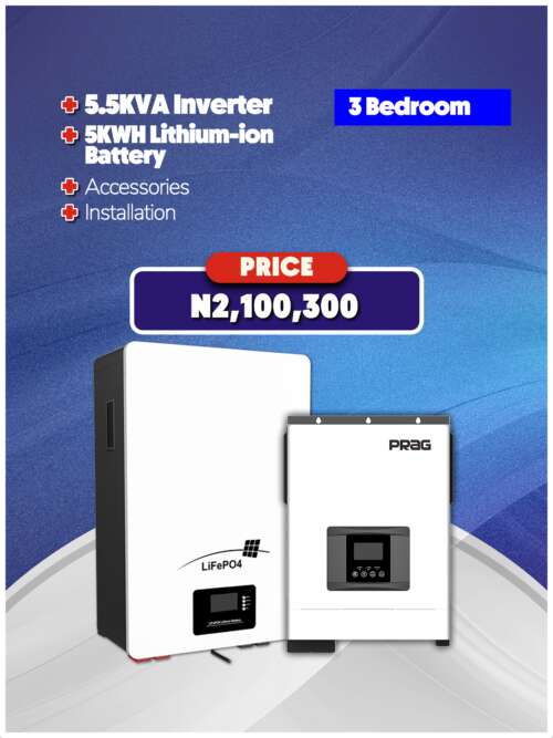 5.5KW Inverter + 5KWH Battery + Accessories + Installation