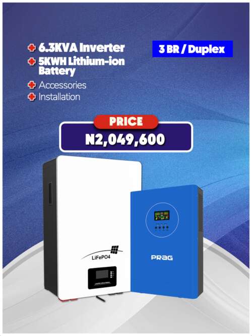 6.3KW Inverter + 5KWH Battery + Accessories + Installation