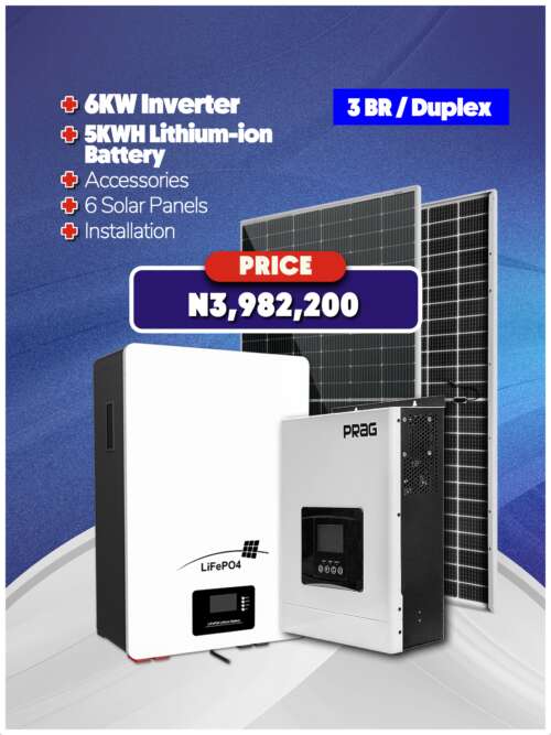 6KW Inverter + 5KWH Battery + Panels + Accessories + Installation