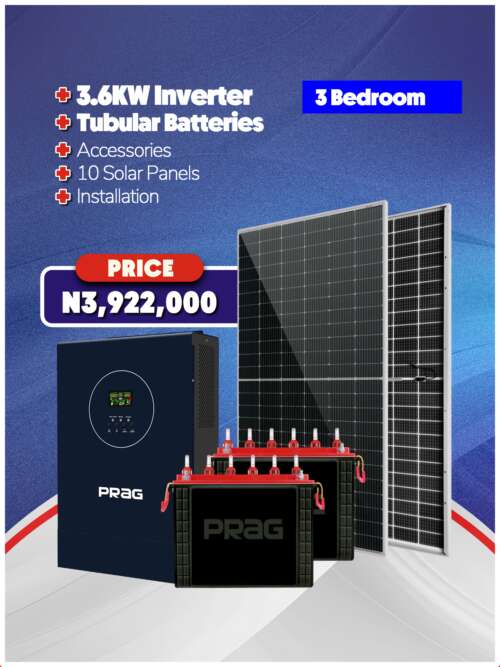 3.6KW Inverter + Tubular Batteries + Accessories + Installation
