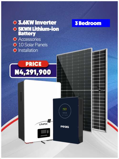 3.6KW Inverter + 5KWH Battery + Accessories + Installation