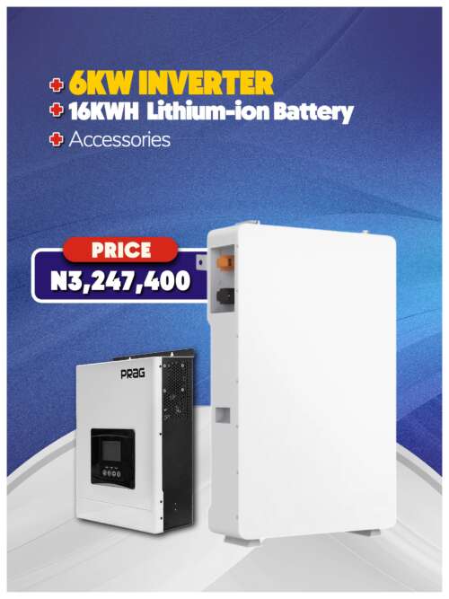 6KW Inverter + 16KWH Battery + Accessories