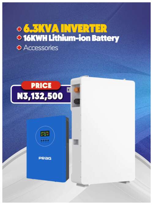 6.3KW Inverter + 16KWH Battery + Accessories