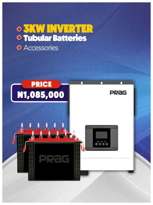 3KW Inverter + Tubular Battery + Accessories