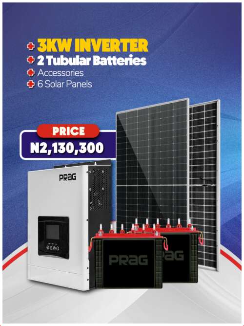 3KW Inverter + Tubular Batteries + Accessories