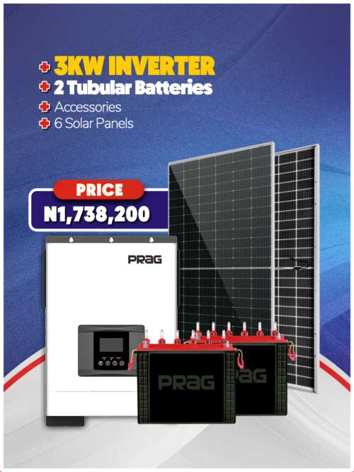 3KW Inverter + Tubular Batteries + Accessories